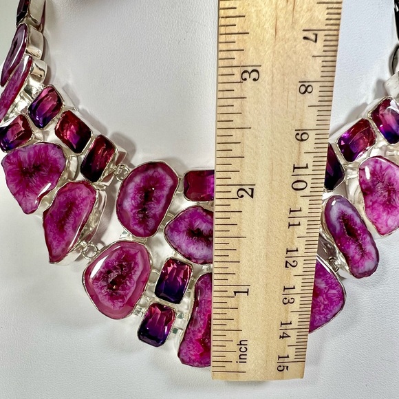 Pink Solar Quartz 925 Large Gemstone Necklace & Bracelet - Picture 4 of 8